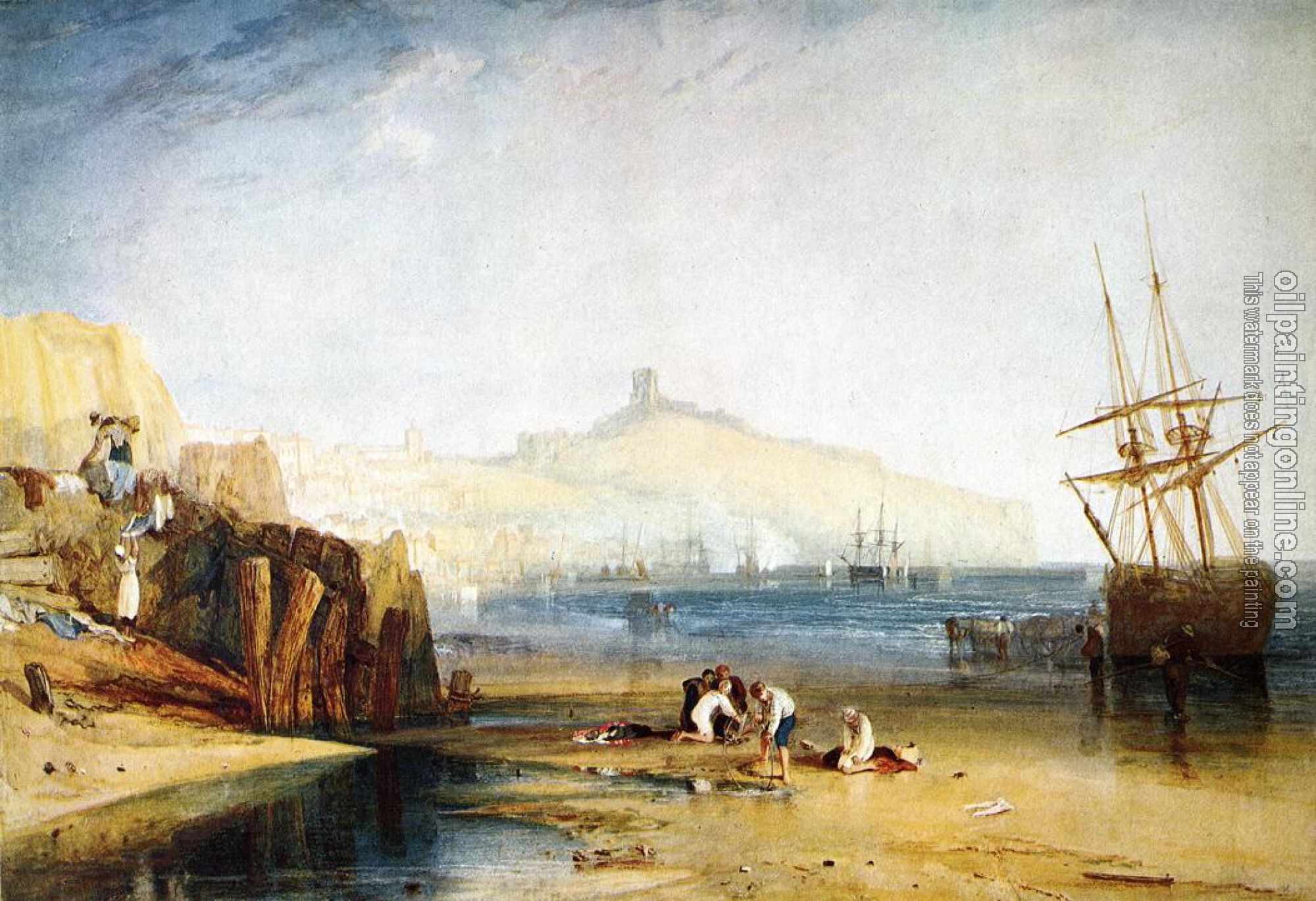 Turner, Joseph Mallord William - Scarborough Town and Castle,Morning,Boys Catching Crabs